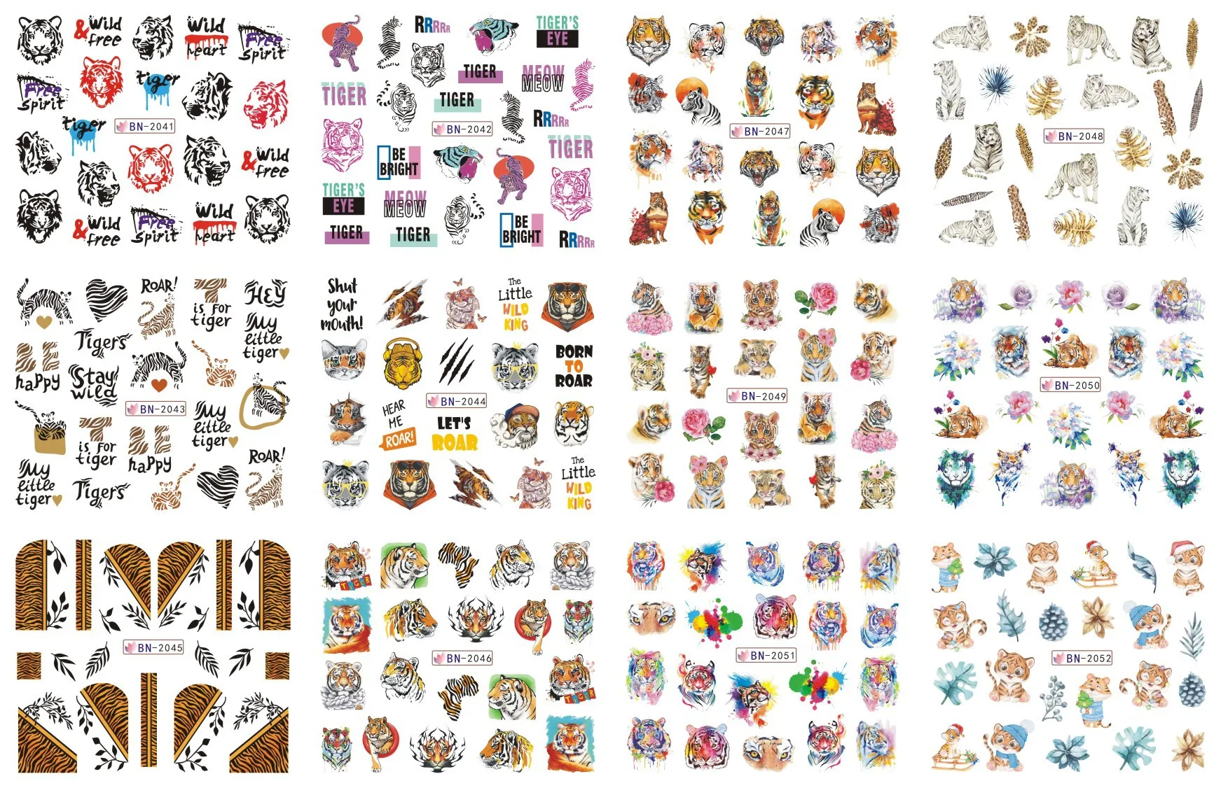 12 шт. переводные наклейки для ногтей с леопардовым принтом |