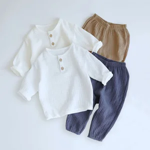 Imported Baby Boy Girl Clothes Set Organic Cotton Baby Cotton Long Sleeve T-shirt Suits + Pants Gentleman Tod