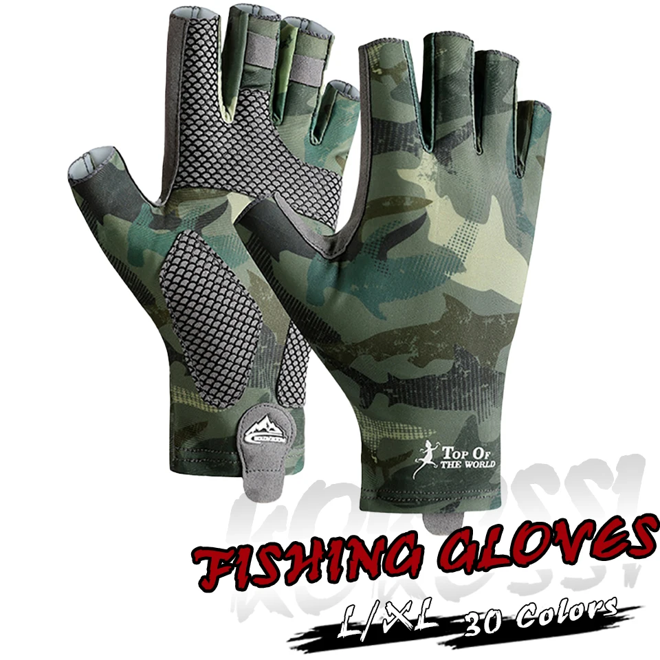 

KoKossi Men Fishing Gloves Anti-slip Breathable Half-Finger High Elastic Ice Silk Outdoor Cycling Fishing Quick-release Gloves