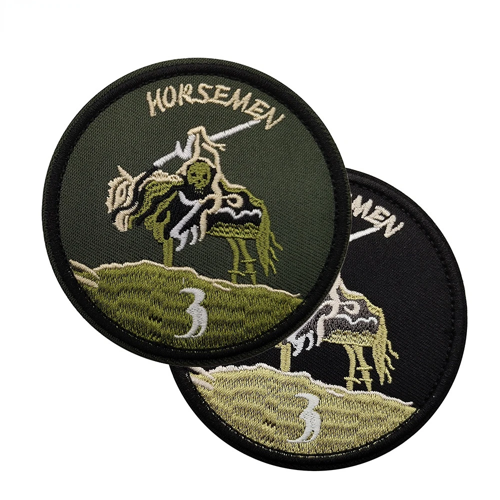 

Navy Seal Horsemen Embroidered Patch Death Knight Hook Loop Badge Military Armband Jacket Applique Tactical Patches for Clothing
