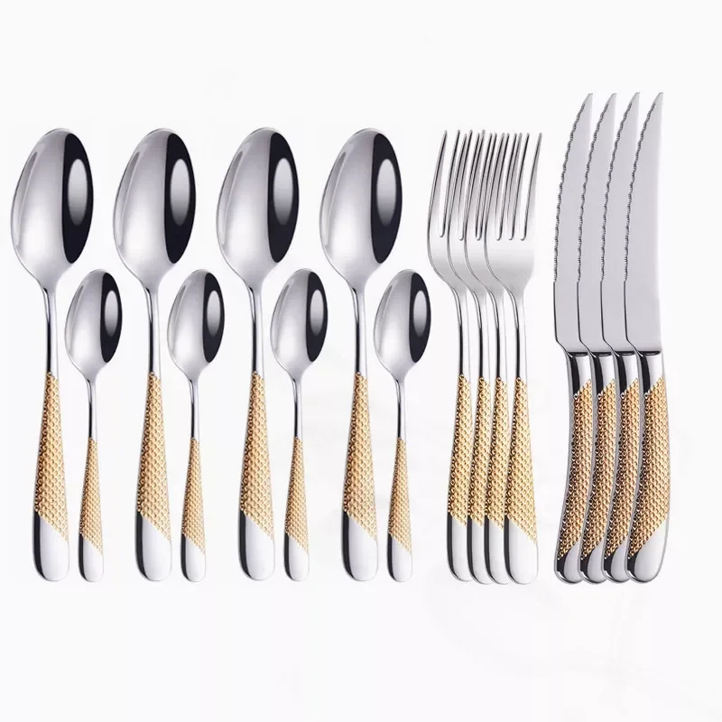 

16 Piece Gold Cutlery Set Gold Stainless Steel Cutlery Spoon Tableware Forks Knives Spoons Dinnerware Set Silverware Kitchen