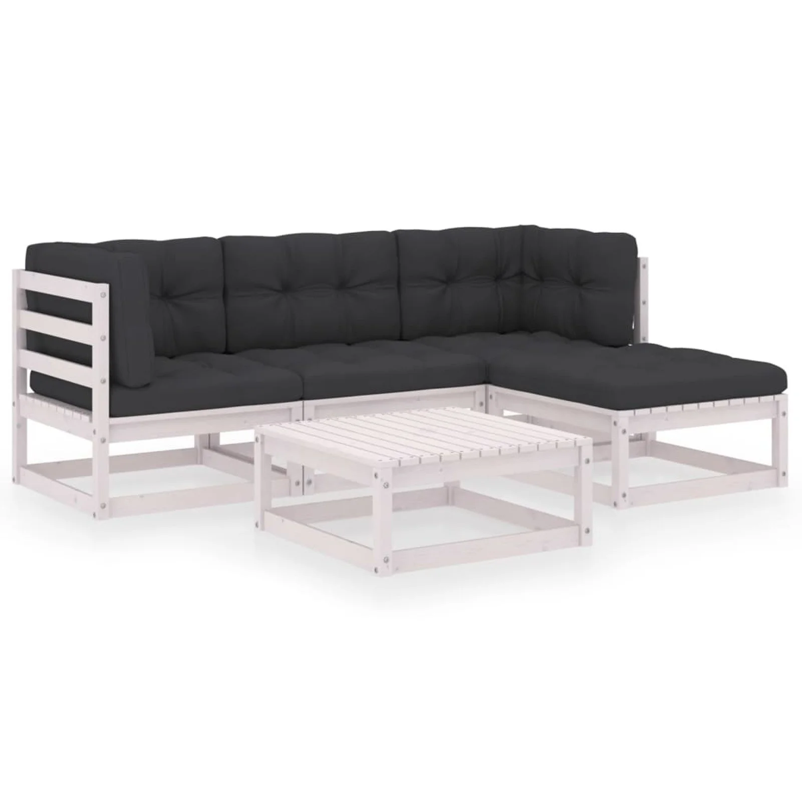 

5 Piece Patio Lounge Set with Cushions Solid Pinewood