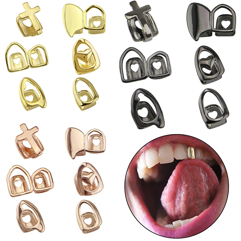 

Single Braces Grillz Dental Grills Gold Plated Hiphop Single Tooth Grillz Cap Top Bottom Dental Grill Teeth Caps Cosplay Braces