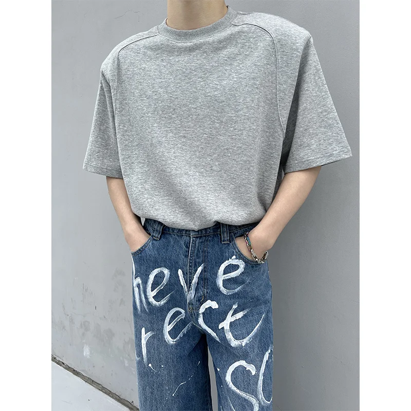 

Black Gray White Cotton T-shirt Men Fashion Summer Casual O-neck T-shirt Men Korean Loose Short-sleeved T Shirt Mens Top M-XL