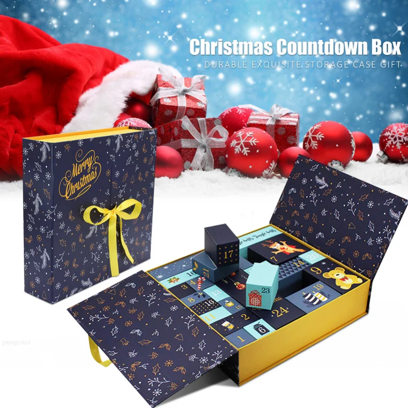 

24pcs Christmas Calendar Empty Gift Box DIY Paper Gifts Fill Display Case Surprise Boxes Bags New Year Decoration Party Supplies