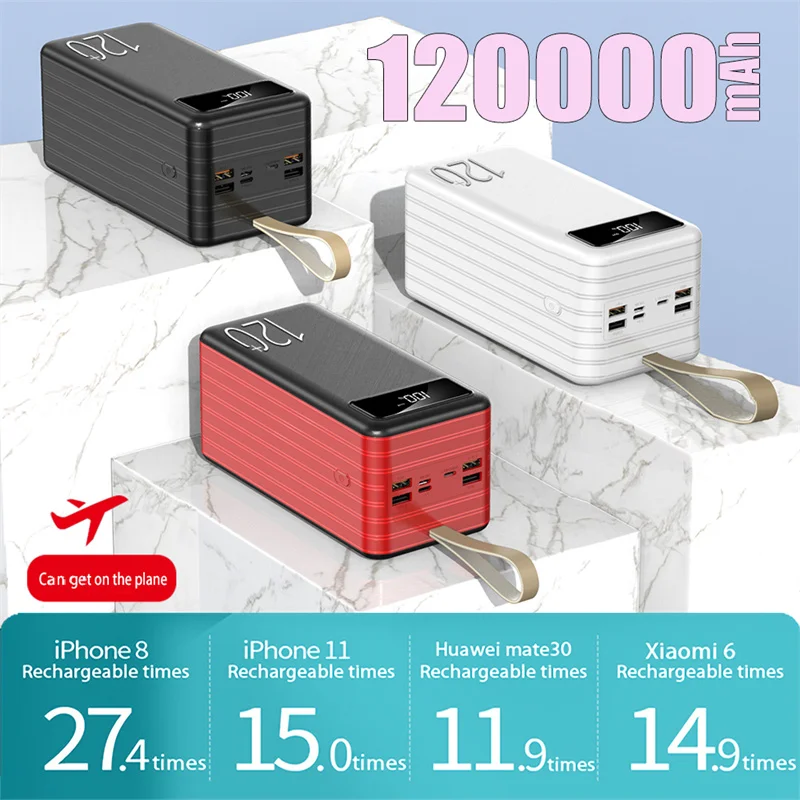 

2023Bestselling Power Bank 120000mAh Portable PD Fast Charge Portable Charger Powerbank External Battery for IPhone 14 13 12 Pro