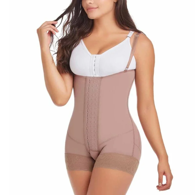 Women'S Bodyshaper Butt Lifter Open Bust Tummy Control Hook And Eye Closure Adjustable Thin Shoulder Strap Lace Shapewear