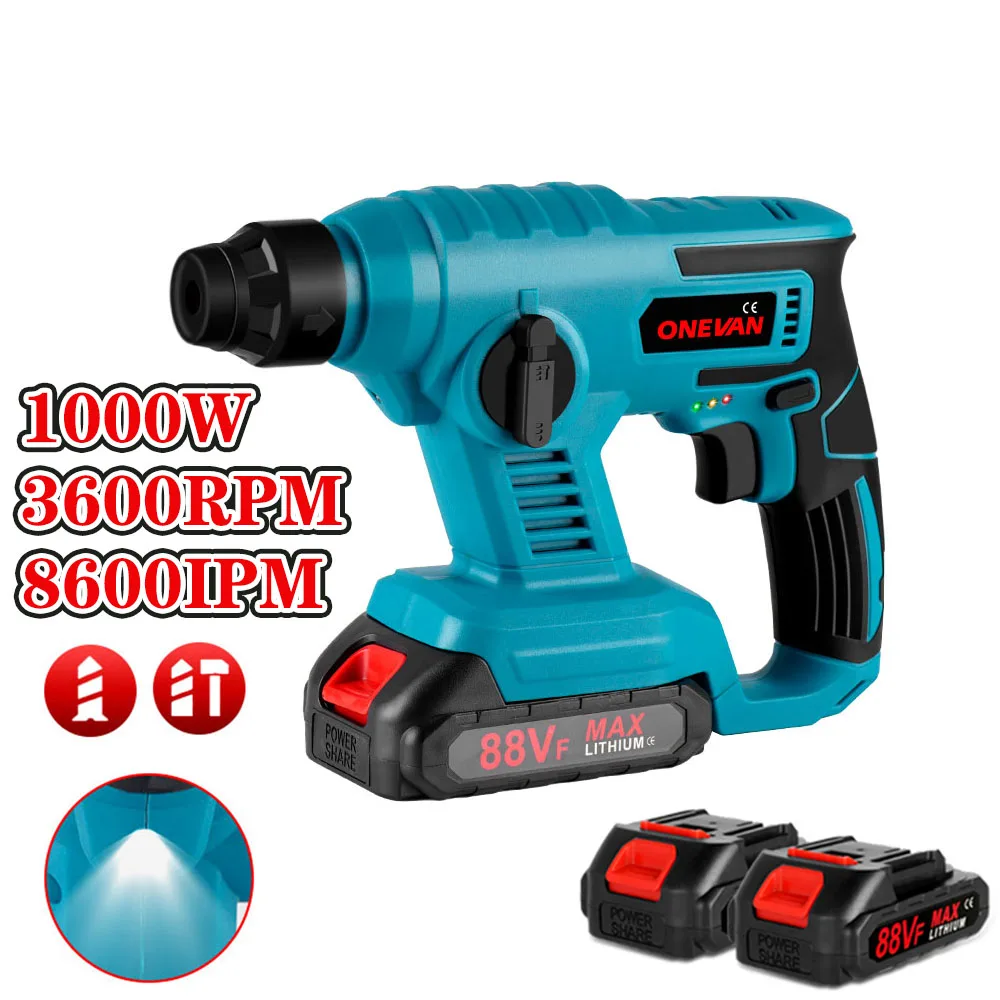 

Беспроводной многофункциональный электрический молоток 1000 Вт, перезаряжаемый Ручной Ударный Молоток, электроинструмент для Makita, батарея 18...