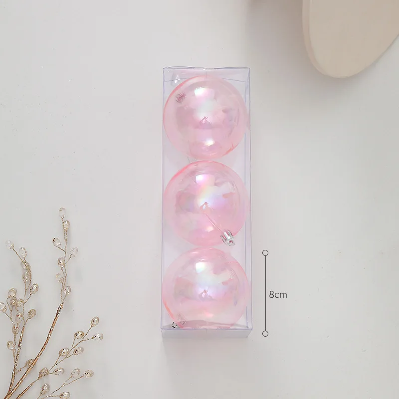 

Розовые прозрачные пластиковые елочные шары