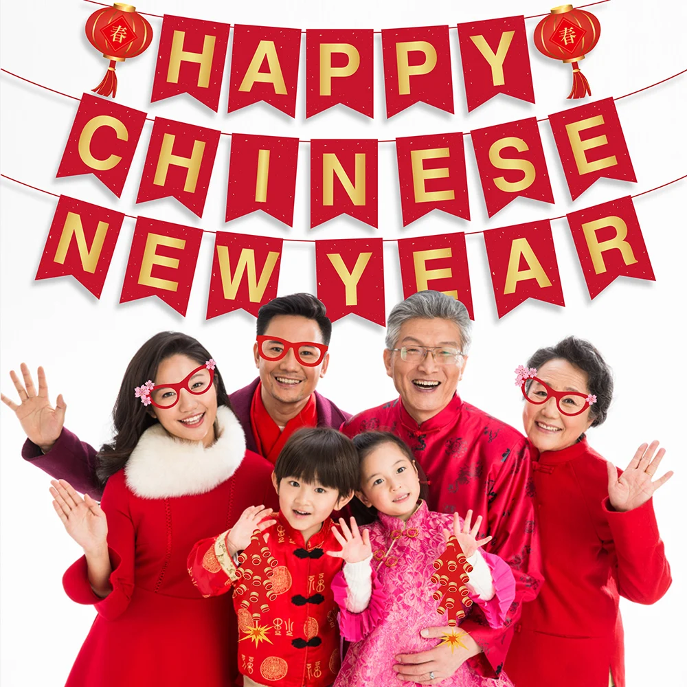 

2023 Happy Chinese New Year Spring Festival Party Door Couplet Wall Hanging Paper Banner New Year Party Backdrops Decorations