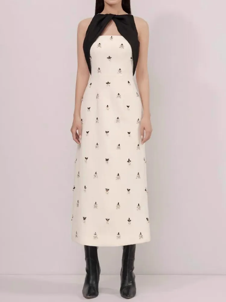 Женское вечернее платье с вышивкой DEAT облегающее ажурное контрастных цветов