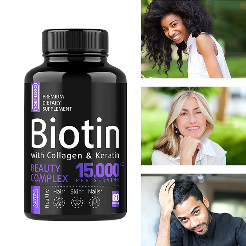 

60 Pills Biotin capsule promotes hair growth strengthens nails reduces splitting nourishes hair protects nails Vitamin capsule