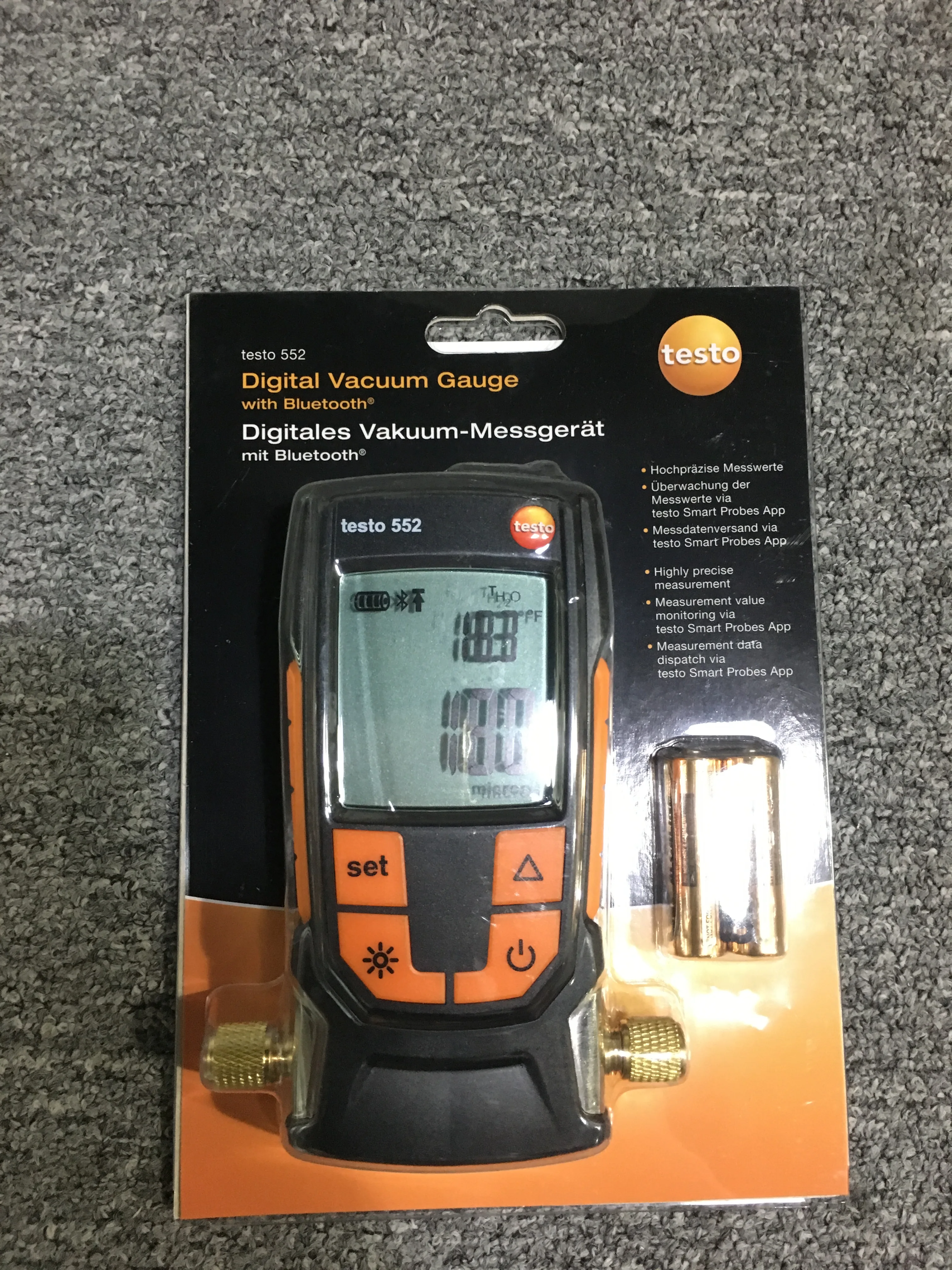 Testo 552 IP42 Беспроводной цифровой вакуумметр Bluetooth 0560 5522 для систем хладагента и