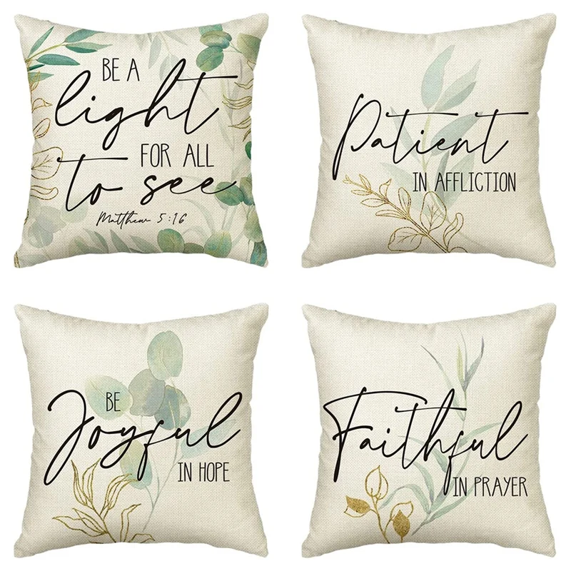 

Spring Pillow Covers 18X18 Set of 4 Spring Decorations Farmhouse Throw Pillows Cushion Case for Home Couch Decor