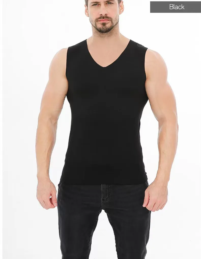 Autumn Winter Men Thermal Vest Soft Elastic Velvet Thick Underwear Slim Warmth Bottoming Tops All-match Sleeveless Cotton Vest