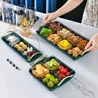 nordic dark green divided fruit platter with cover nut grain storage tray transparent square dessert bowl candy bowl decoration