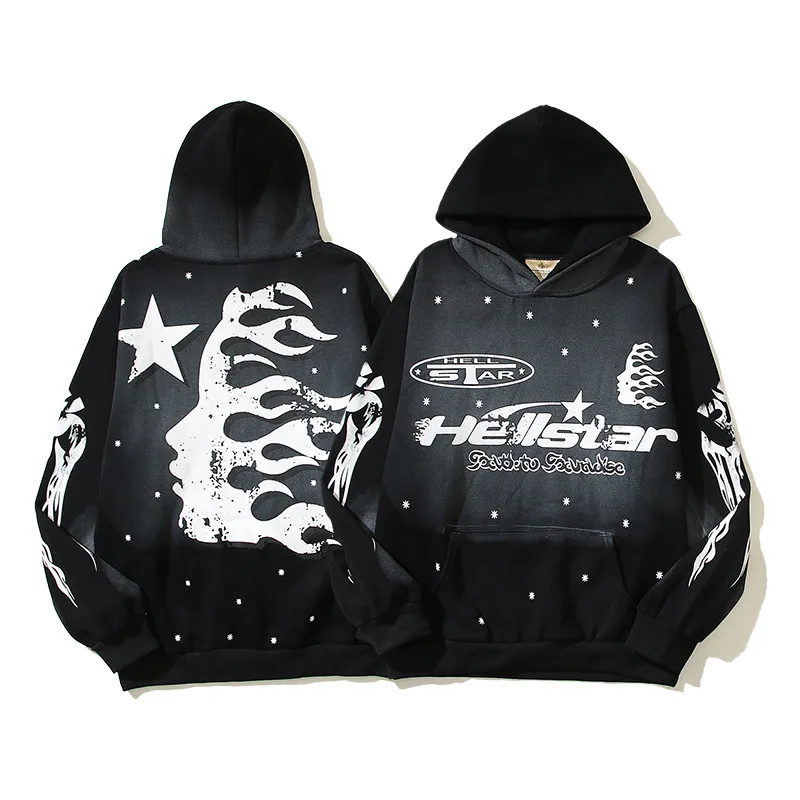 

hellstar Casual High Street ins antique do old mud dyed hoodie trend men's and women's hoodies