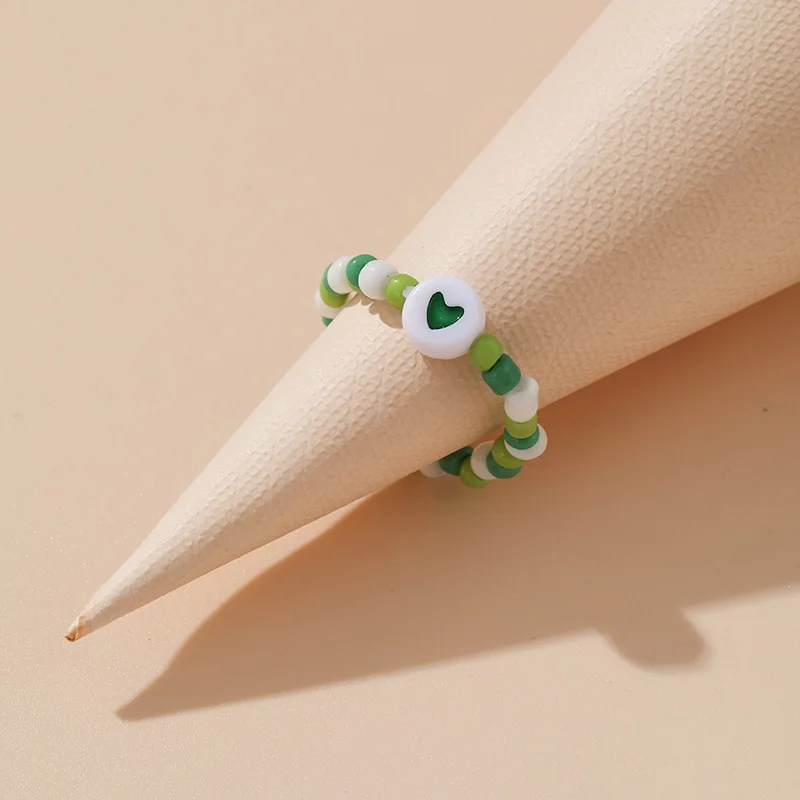 

Multi-color Adjustable Colorful Bohemia Small Heart Ring INS Multi Beaded Rice Beads Opening Ring For Women Trendy Jewelry Gifts
