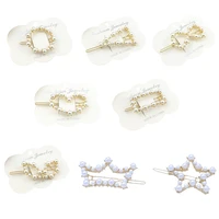 simulated pearl barrettes beaded geometric women hair clip hairgrips hair accessories girls jewelry fashion hair pins