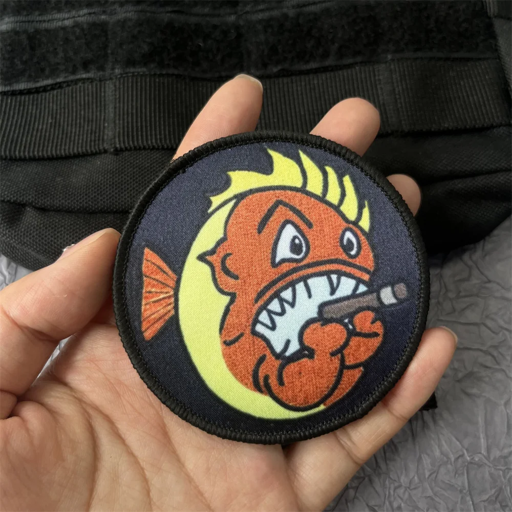 Файтинговые нашивки с рисунком хелловой рыбы для одежды искусственный рюкзак