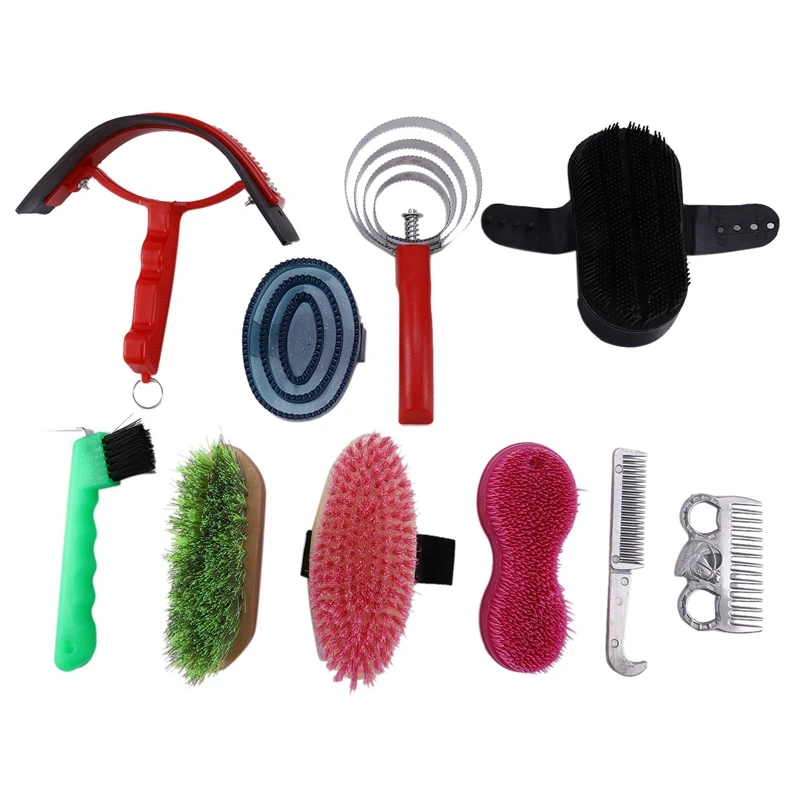 

Horse Grooming Kit 10 Piece Horse Brush Horse Cleanning Tool Brush Comb Grips Set