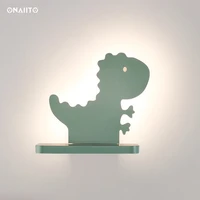 dinosaur wall lamp cartoon wall decor sconce metal night light for childrens bedroom green room decor bedside lamps be stored