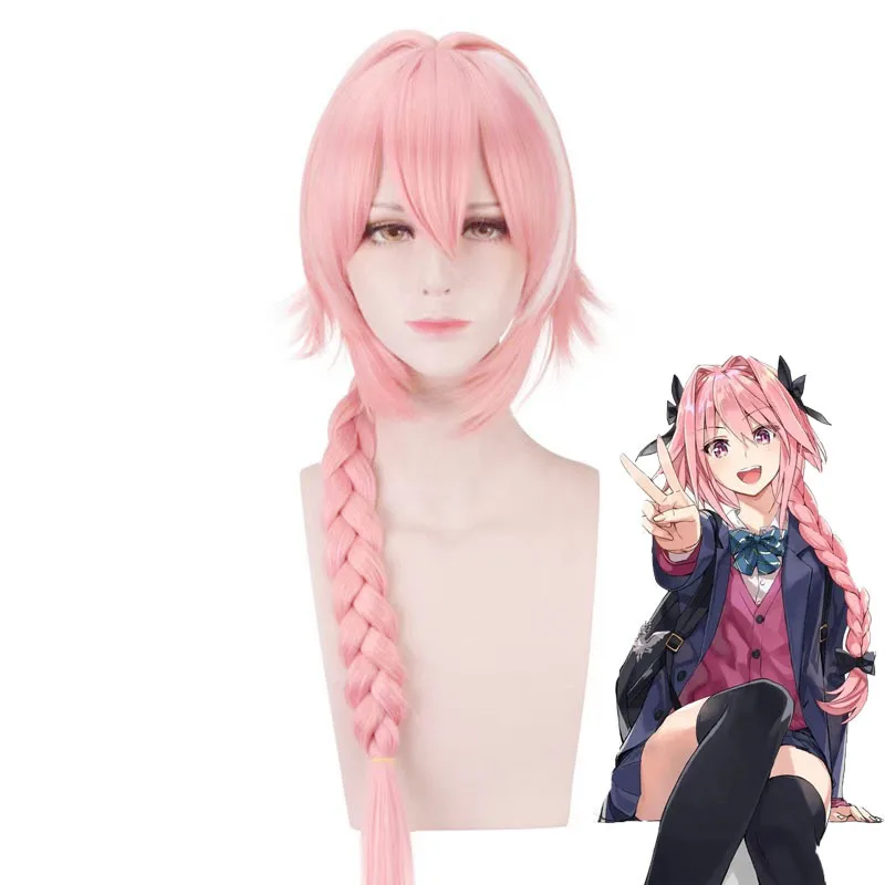 

Pink Wig Anime Cosplay Wig With Bangs Two-color Natural Twist Ponytail Long Lolita Wig For Women