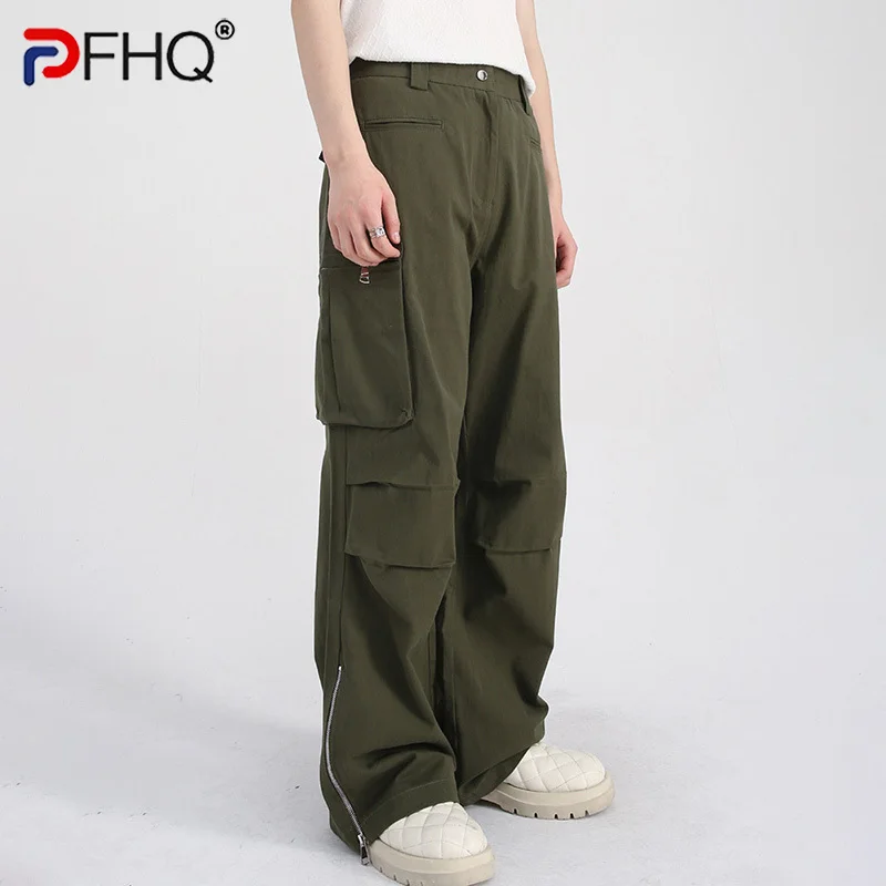 

PFHQ Stylish Men's Cargo Pants Spring High Quality Straight Baggy Design Casual 2023 Many Pocket Wide Leg Male Trousers Trendy