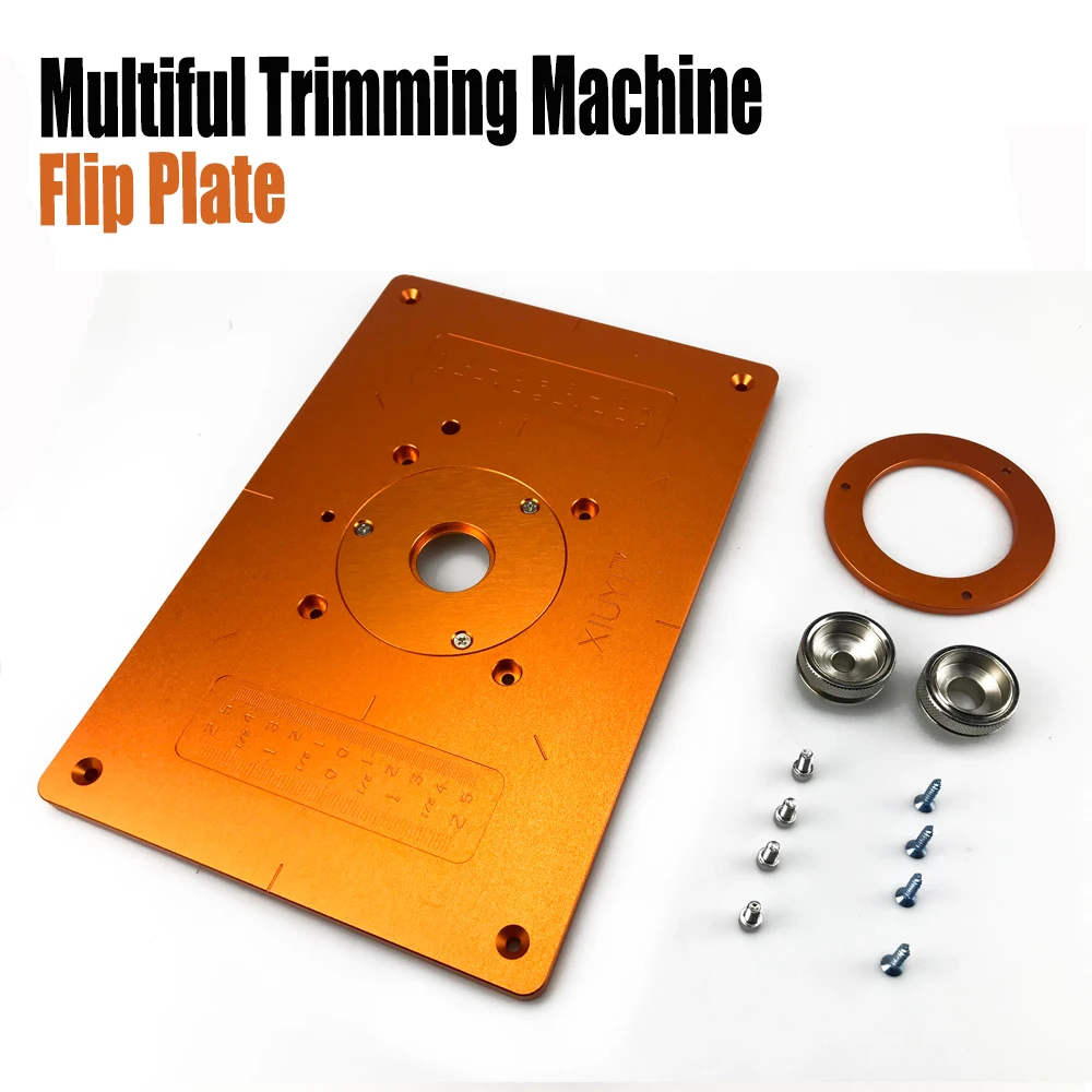 Multiful Trimming Machine Flip Plate Aluminum Router Table Insert Plate with Bushing Cover for Electric Wood Milling Guide Table enlarge