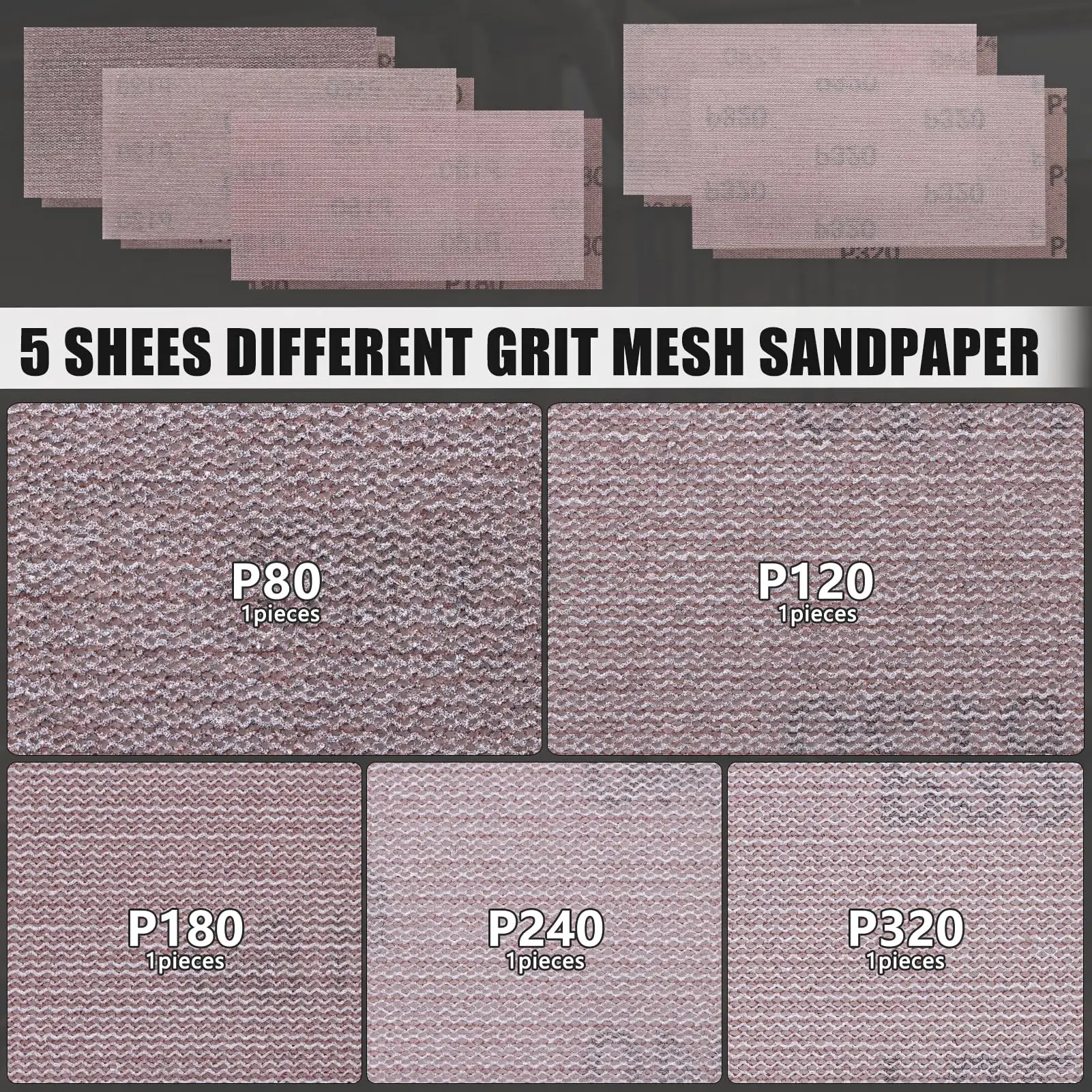 Набор ручных шлифовальных блоков с крючком и петлей 114*228 мм 6 шт. для удаления пыли