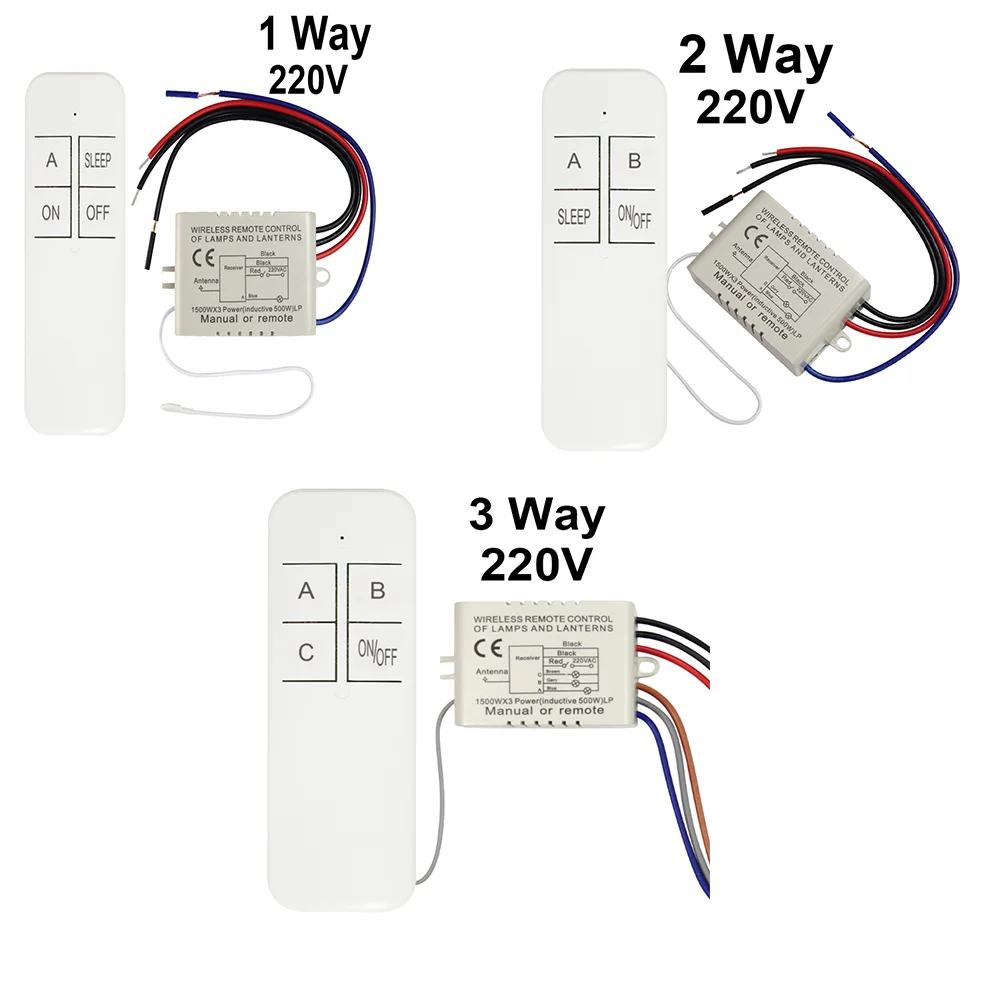 

1/2/3 Way Relay AC 220V RF Remote Digital Wireless Control Switch Ceiling Fan Panel For Light Bulb