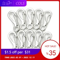 10pcsset carabiner mini stainless steel key buckle snap spring clip hook metal crafts d rings easy to carry