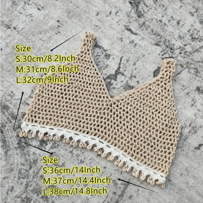 Топ женский с глубоким V-образным вырезом Пляжная накидка-бикини ручной вязки