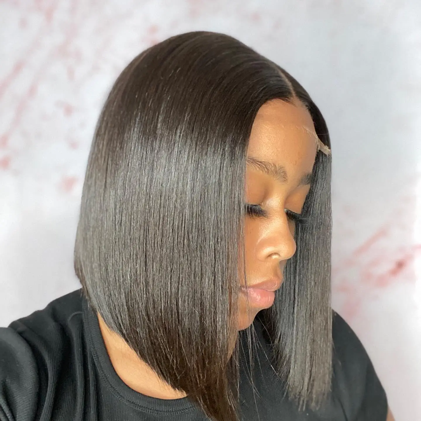 Боб Парик Шнурка Прямые Волосы 4x4x1 Прозрачная Сетка Бразильские Человеческие