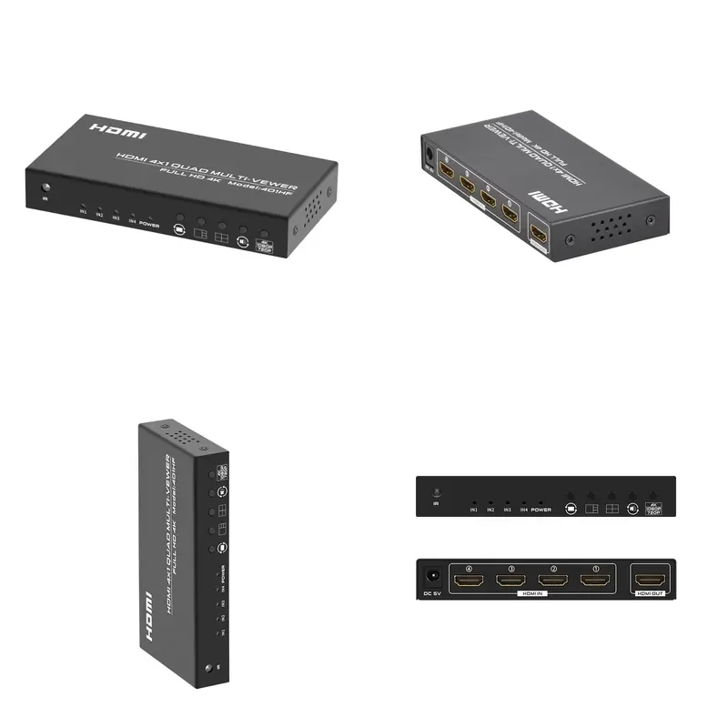 Фото FJ-401HF Fjgear 4-портовый 4K квадро-мультивьювер 4 входа 1 выход, Plug-and-play, 1 экран на 4 устройства, квадро-сплиттер №1
