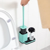 toilet brush and holder silicone bristles toilet bowl cleaner tools set bathroom wall mounted without drilling wc accessories