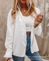 white womens casual shirts lapel single breasted tops elegant long sleeve woman office shirt 2022 spring autumn fashion new