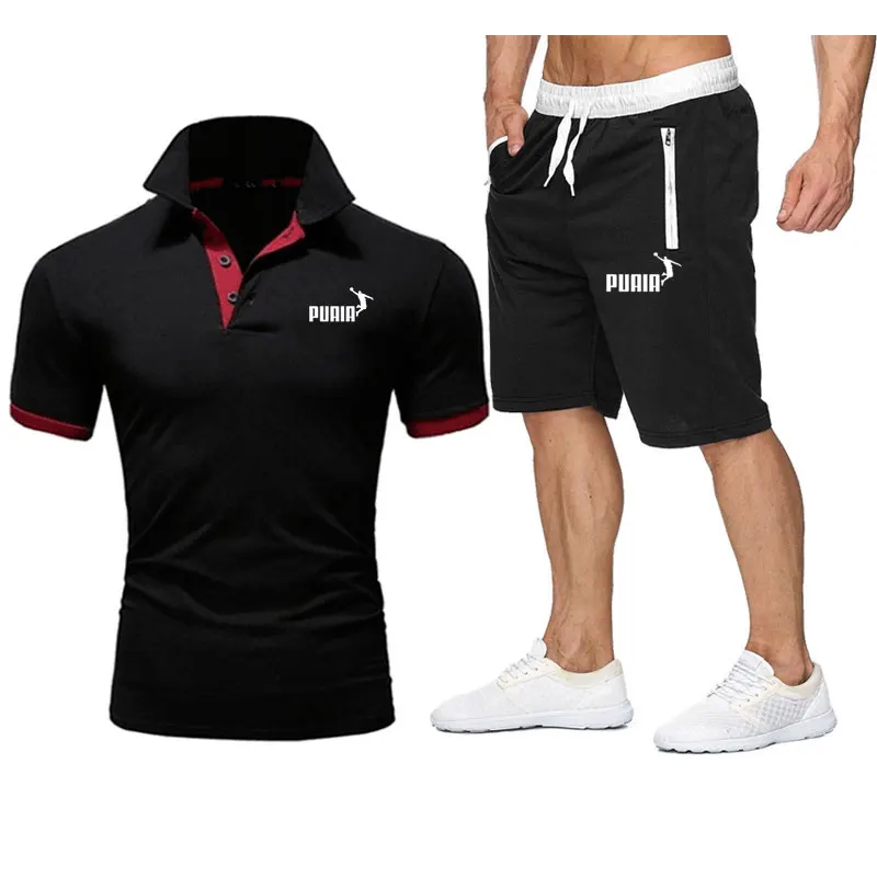 Мужской спортивный костюм из двух предметов Повседневная футболка с коротким