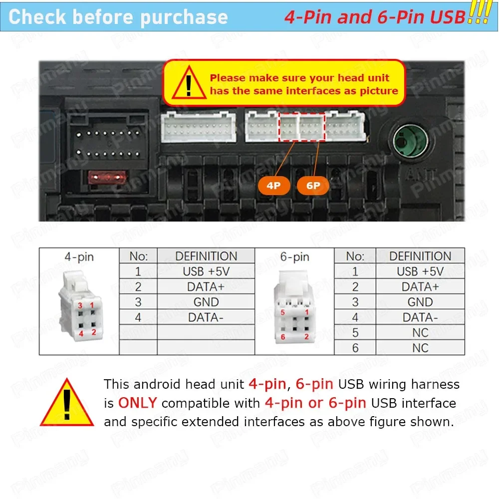 Фото Для Peugeot 308 408 508 VW Jetta Greatwall Power Haval F7 H7 автомобильный радиоразъем PAUC2 4-контактный USB-адаптер жгута проводов №3