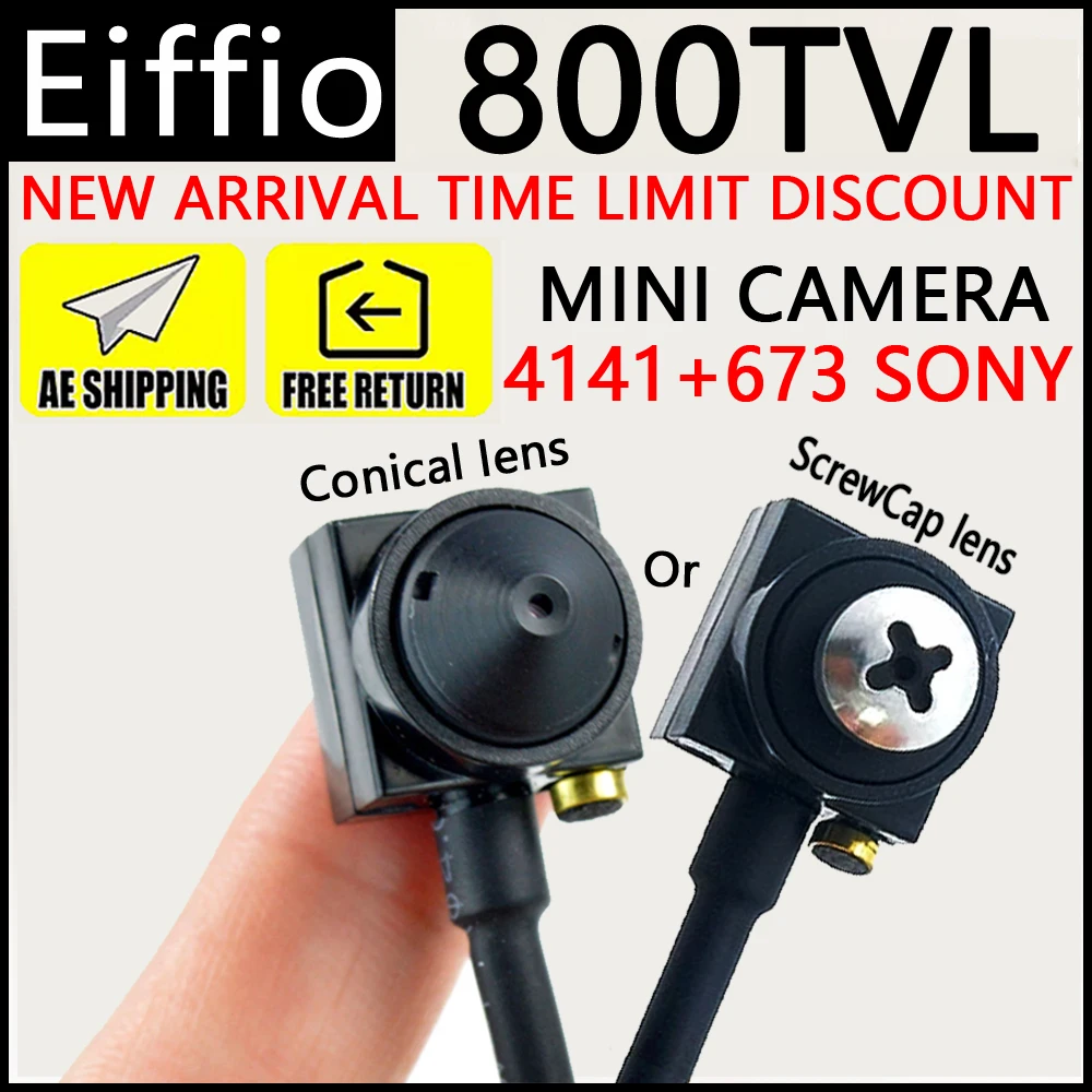 800TVL Super Small Size HD CCTV Mini Camera 1/3"CCD Sony Effio Sensor have Audio Color Security camera 3.7mm Cone/Screw Cap Lens