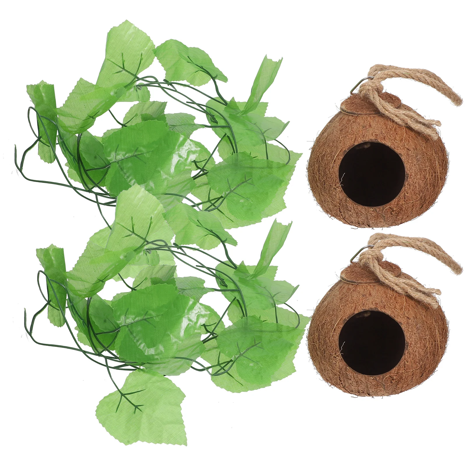 

4 Pcs Animal Lizard Coconut Nest Mini Toys Crested Gecko Hammock Shell Natural Pet