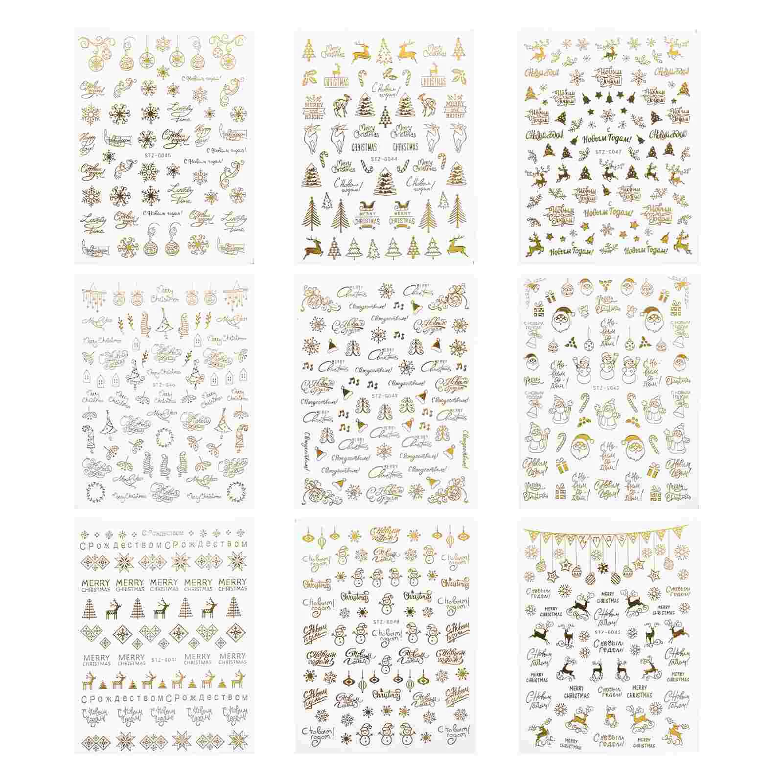 

Nail Stickers Christmas Stickerdecals Holiday Manicure Diy Sheets Floralfingernail 3D Reindeertransfersnowflake Wraps