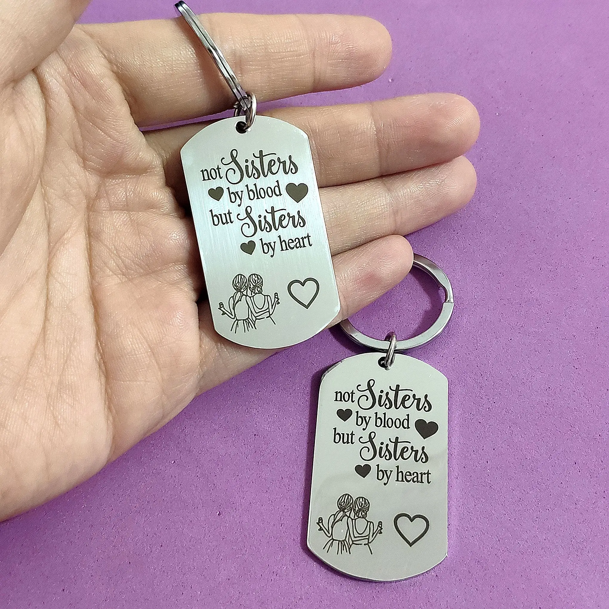 

Anniversary Keys Holder Stainless Steel Best Friend Birthday Keyring Creative Gift Sisters By Heart Graduation Keychain Car