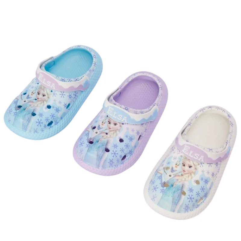 

Милые детские тапочки с мультяшным принтом Холодное сердце принцесса Эльза летняя обувь для девочек с дырками Baotou индивидуальная пляжная обувь Baotou