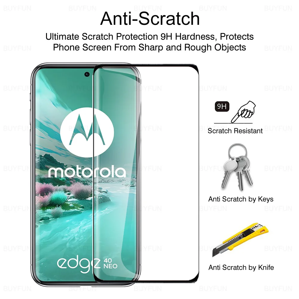 Изогнутое стекло 9D для Motorola Edge 40 Neo 2 шт. закаленное Moto Rola Edge40Neo 40Neo Edge40 5G защита