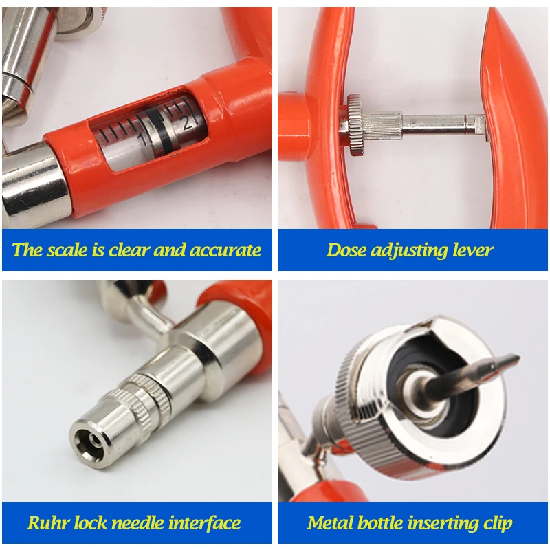 Высокоточный металлический непрерывный шприц для свиней куриц овец флакон