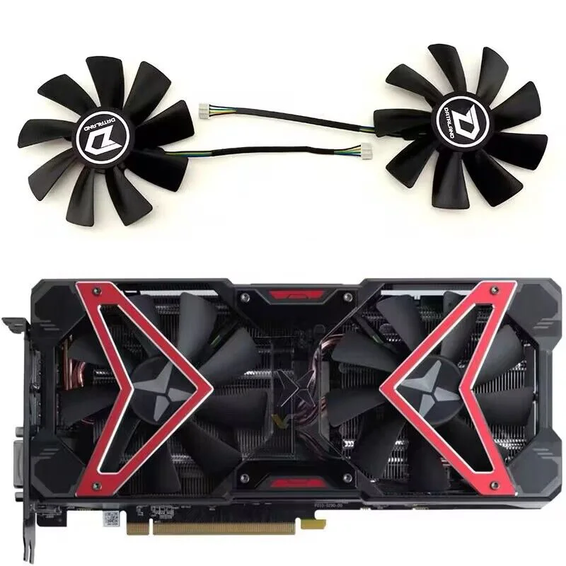 Вентилятор для охлаждения графического процессора DATALAN RX590 580X Ares plus, 100 мм, 4 контакта, 2 шт.