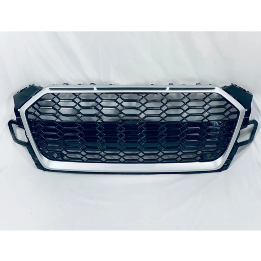 

For RS5 Style Front Sport Hex Mesh Honeycomb Hood Grill Silver Frame Black Grill for Audi A5/S5 2020-2021 car accessories