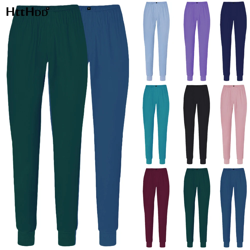 

Breathable Pure Color Elastic Comfortable Scrub Uniform Pant Beauty Salon Nurse Uniform Lab Pants Pet Shop Scrub Uniform Bottoms