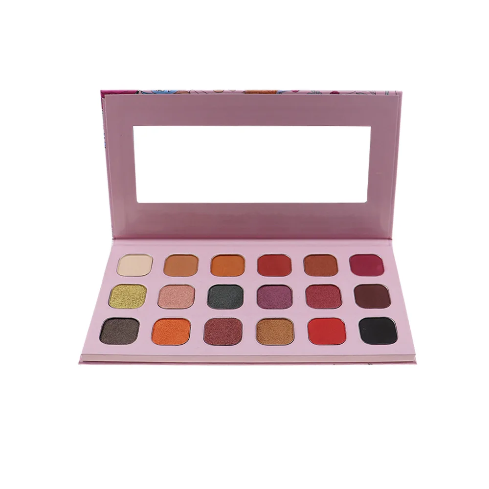 18 Color Powder Tray with Flower Eyeshadow Pearlescent Matte Make Up Palette Private Custom Makeup